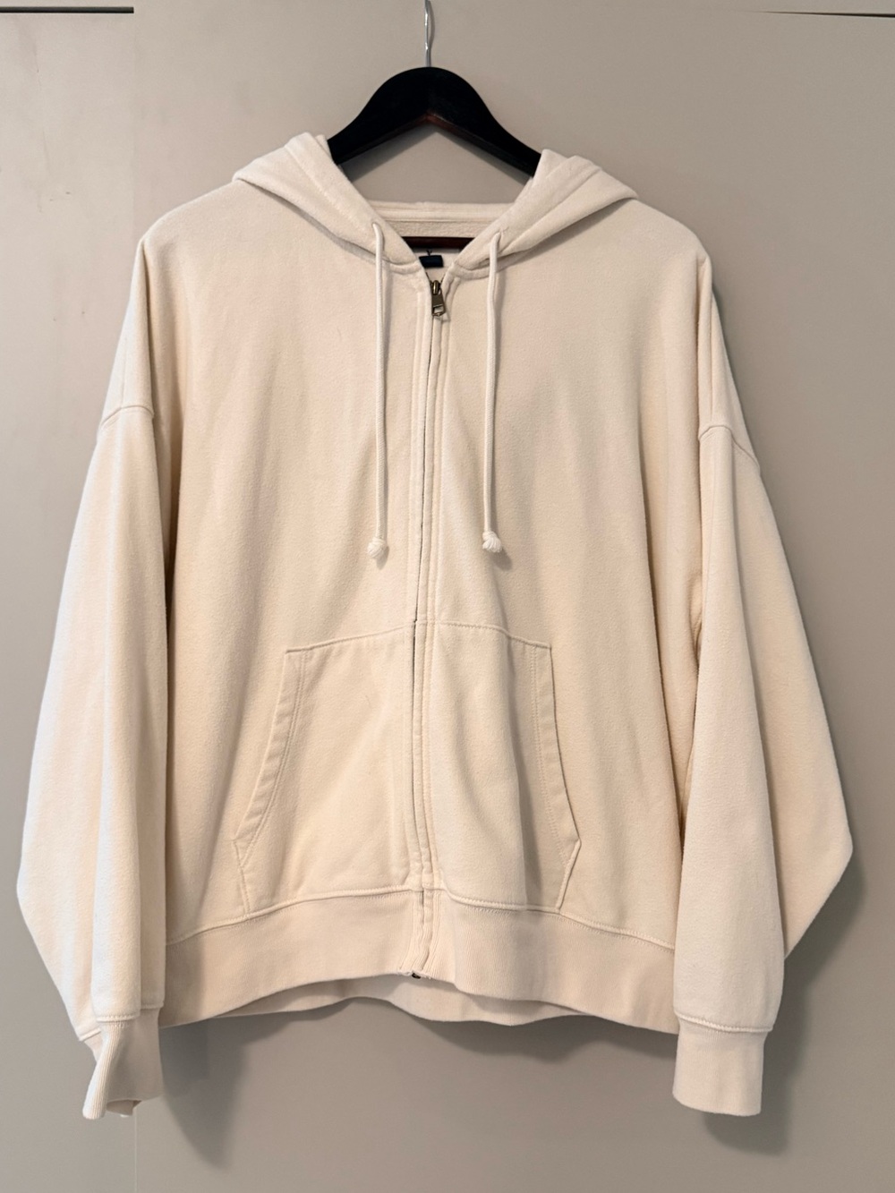 AE Oversized Cream Zip-Up Hoodie Jacket size XL